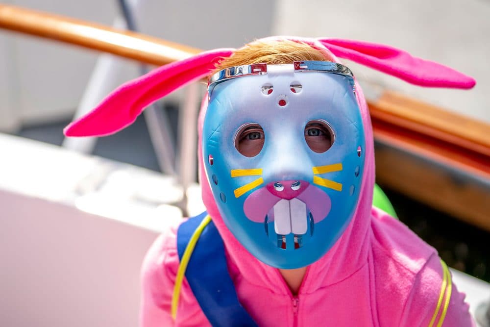 Blake Opstad from San Diego dresses as &quot;Rabbit Raider&quot; from &quot;Fortnite&quot; on day two of Comic-Con International on July 20. (Christy Radecic/Invision/AP)