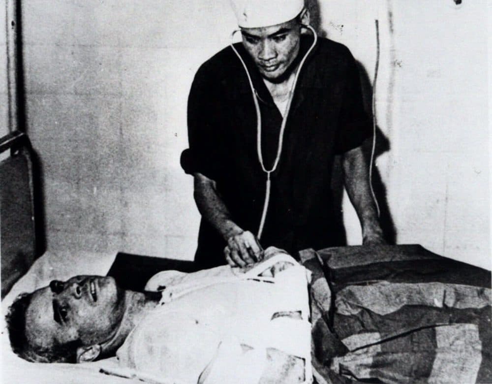 John McCain is administered to in a Hanoi, Vietnam hospital as a prisoner of war in the fall of 1967. (AP)