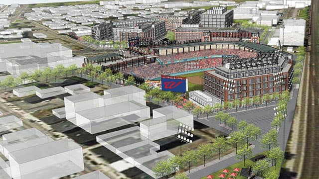 The ballpark rendering above shows an aerial view of Worcester's canal district. The ballpark itself has not been designed yet. (Courtesy of the PawSox)