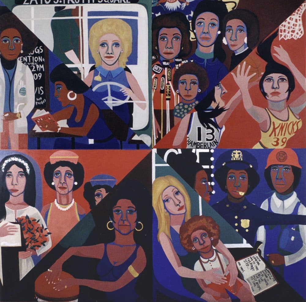 Faith Ringgold, For the Women’s House, 1971. Oil on canvas, 96 x 96 inches (243.8 x 243.8 cm). Courtesy of Rose M. Singer Center, Rikers Island Correctional Center. © 2017 Faith Ringgold / Artists Rights Society (ARS), New York