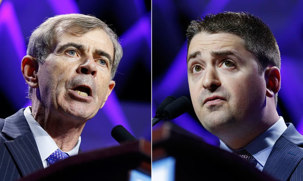 Massachusetts Secretary of State Bill Galvin, left, and his Democratic challenger, Boston City Councilor Josh Zakim (Michael Dwyer/AP)