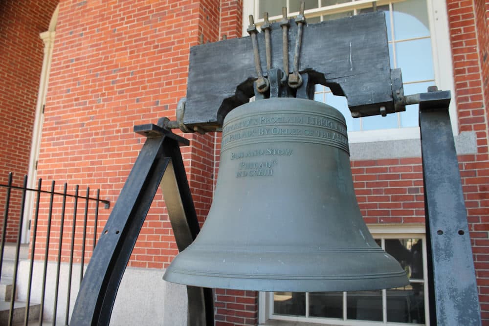 Seldom seen up close, a replica of the original uncracked Liberty Bell has been on display at the State House since 1950. (Antonio Caban / File / SHNS)