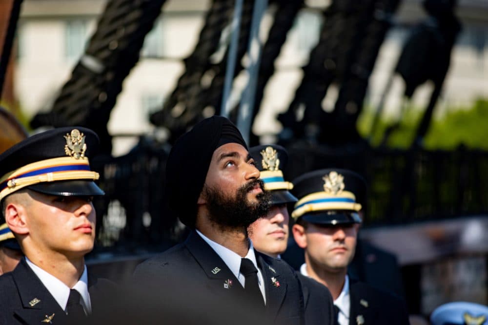 2nd Lt. Kanwar Singh, during his oath of office ceremony Sunday (Courtesy of Mark Wilson/Sikh Coalition)