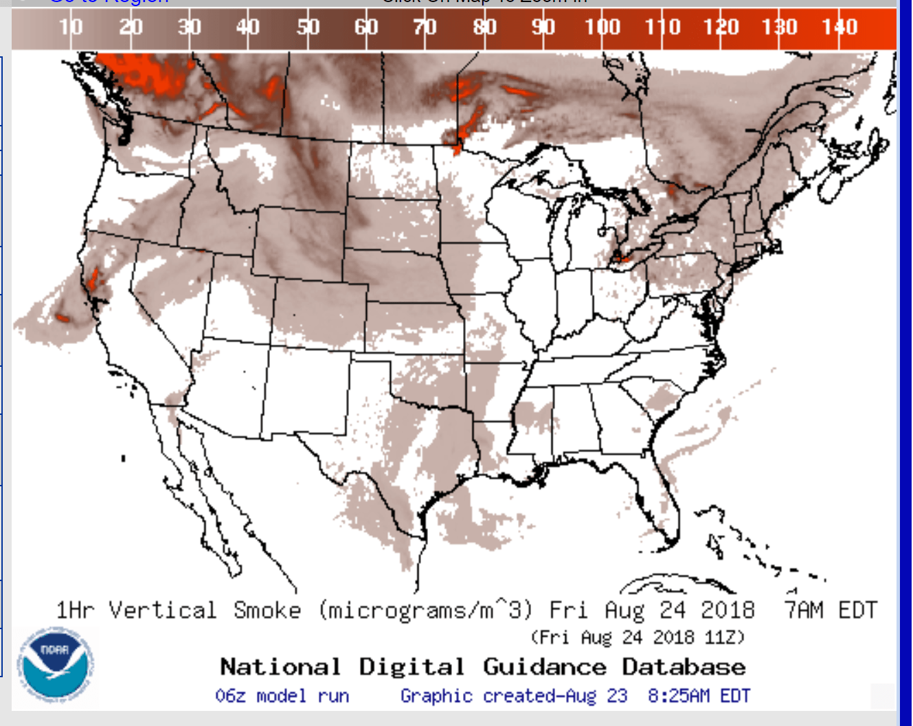 There's likely to be some smoke in the air later today. (Courtesy NOAA)