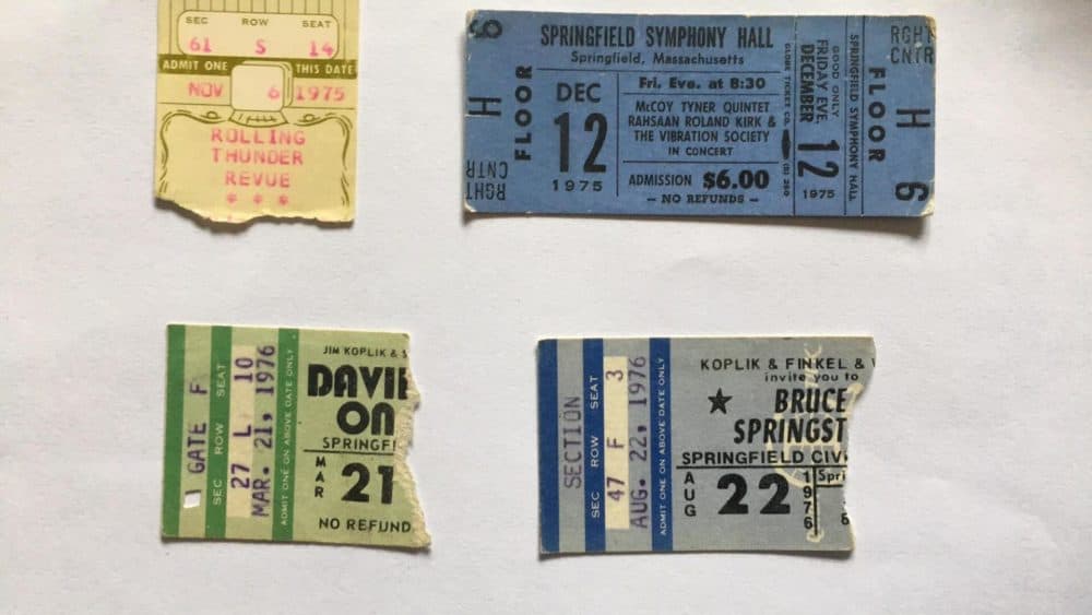 A few of the many ticket stubs music writer David Sokol has saved from concerts at the Springfield Civic Center, when the city was a stop on tours of big-name musicians. (Courtesy David Sokol)