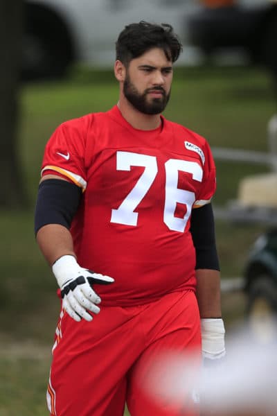 Chiefs lineman Laurent Duvernay-Tardif recently earned his M.D. from McGill University. (Orlin Wagner/AP)