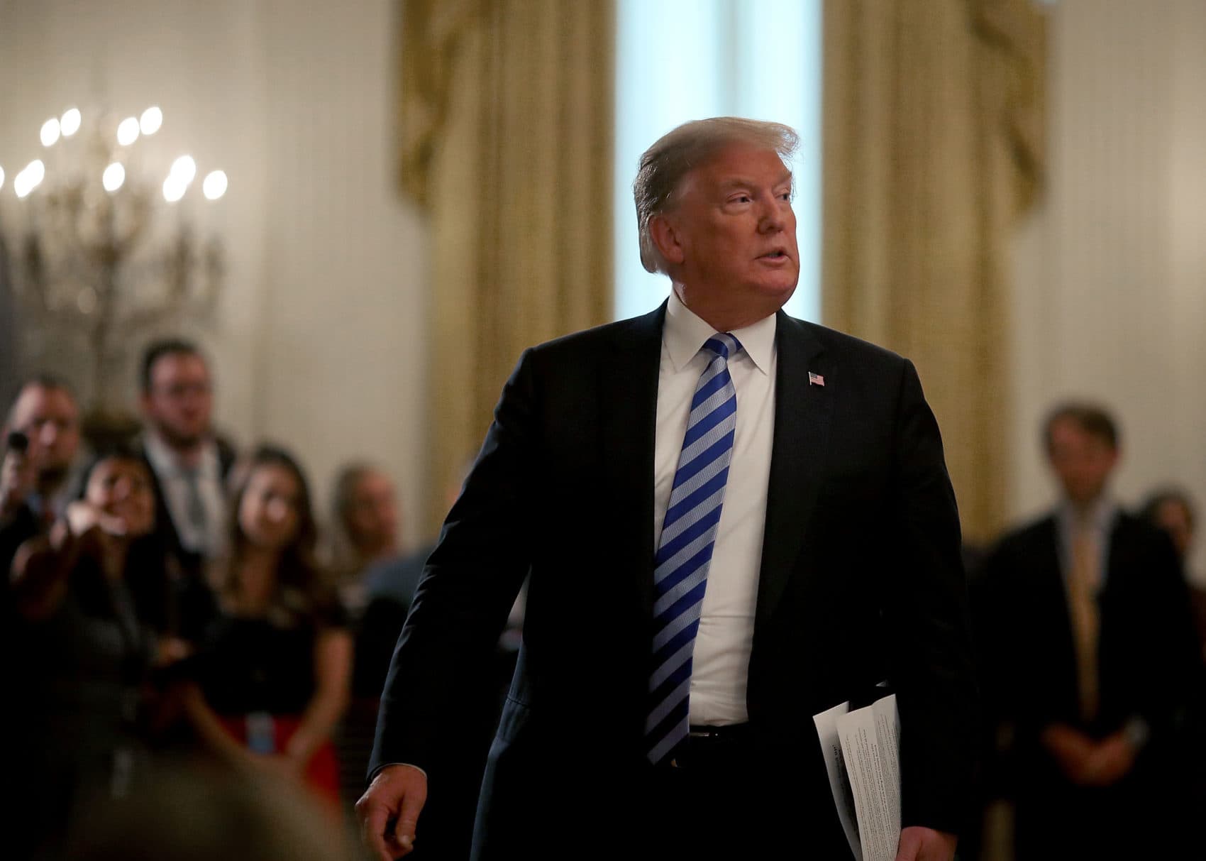 President Trump walks away after an event with sheriffs from across the United States, in the East Room of the White House on Sept. 5, 2018 in Washington, D.C. (Mark Wilson/Getty Images)