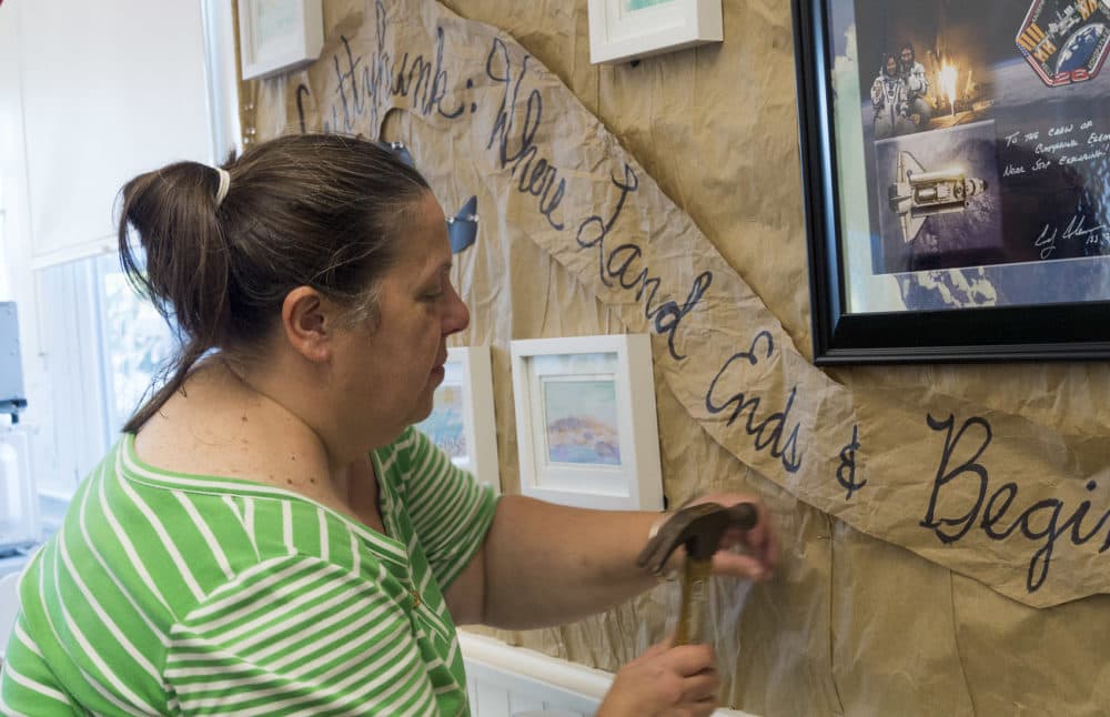 Michelle Carvalho has been the school's teacher for the past three years. (Max Larkin/WBUR)