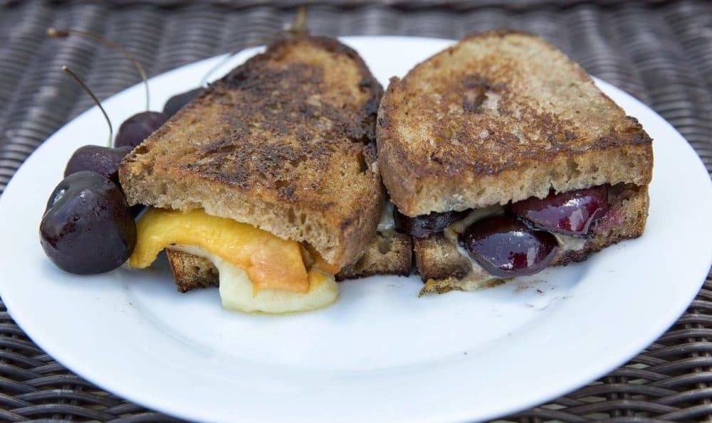 Grilled cheese and fruit, from chef Kathy Gunst. (Robin Lubbock/WBUR)
