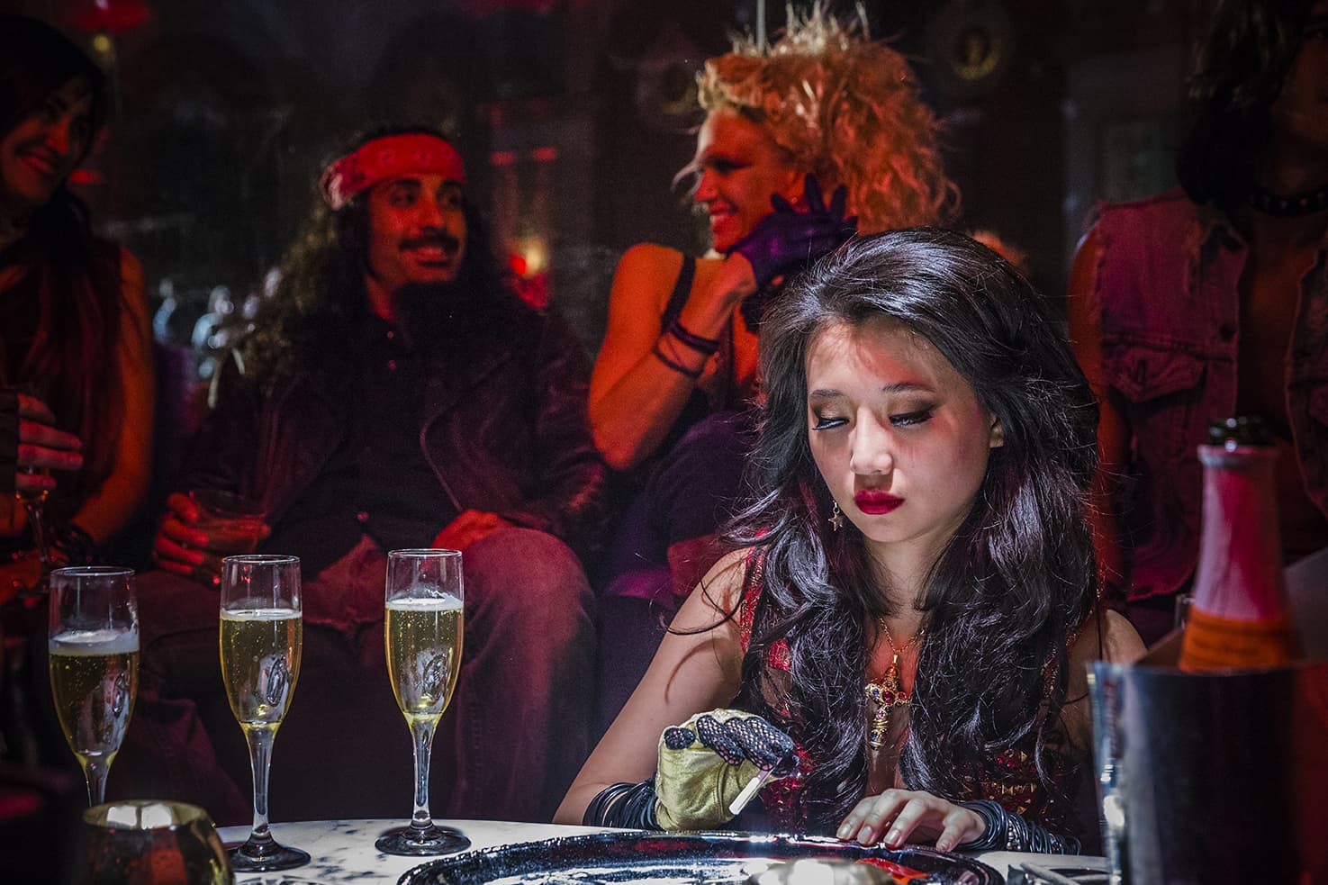 Angie in the club, in a still from the film "MDMA." (Courtesy Ron Koeberer, Shout! Studios)