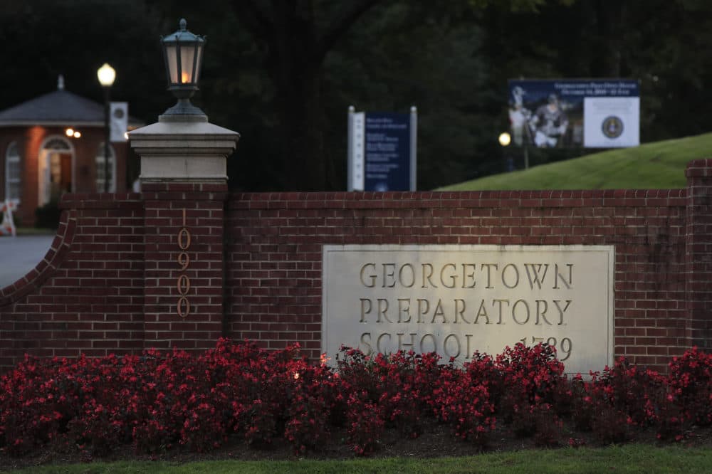 The entrance to the Georgetown Preparatory School Bethesda, Md., is shown, Wednesday, Sept. 19, 2018. Supreme Court nominee Brett Kavanaugh spent most of his teen years at the preparatory school in the 1980s. (Manuel Balce Ceneta/AP)