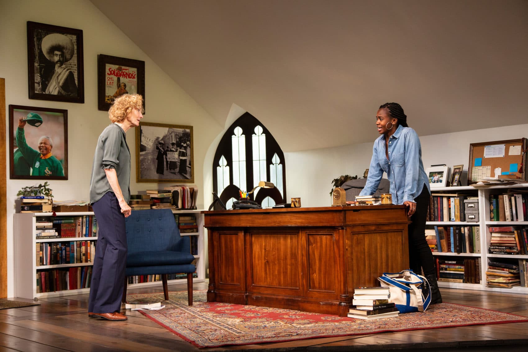 Lisa Banes as Janine and Jordan Boatman as Zoe in The Huntington Theatre Company's production of Eleanor Burgess' "The Niceties" (Courtesy Huntington Theatre Company)