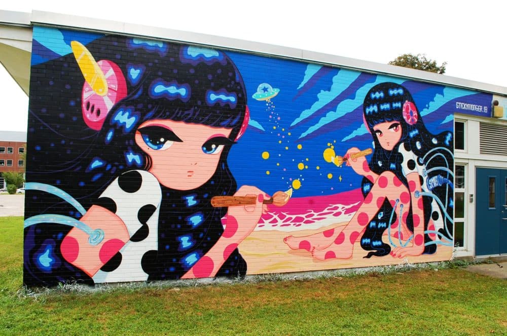 Joohee Park's mural at Pow! Wow! Worcester (Dana Forsythe for WBUR)