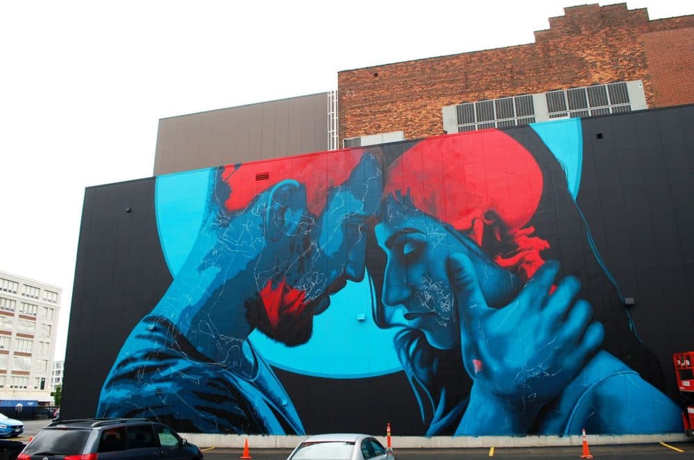 Stathis Tsavalias' mural in Worcester (Dana Forsythe for WBUR) 