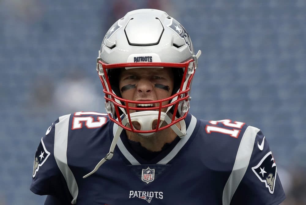 New England Patriots quarterback Tom Brady charges onto the field before an NFL football game against the Houston Texans, Sunday, Sept. 9, 2018, in Foxborough, Mass. (Charles Krupa/AP )