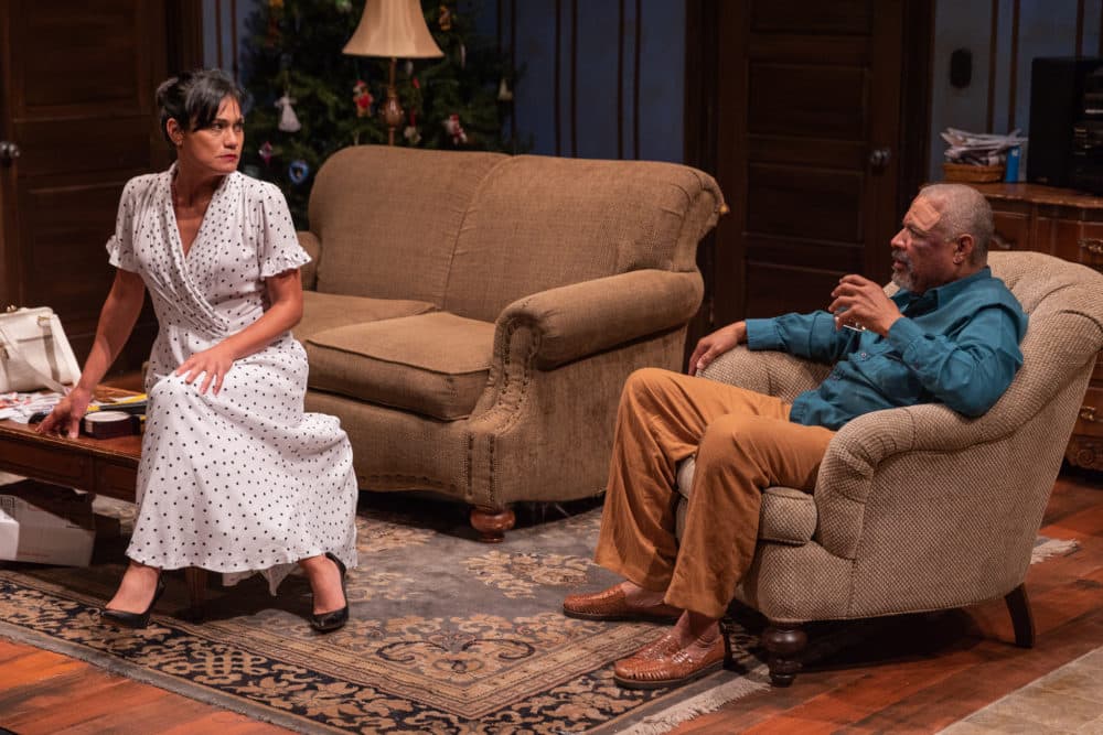 Celeste Oliva as the Church Lady and Tyrees Allen as &quot;Pops&quot; in &quot;Between Riverside and Crazy&quot; at SpeakEasy Stage Company. (Courtesy Nile Scott Studios)