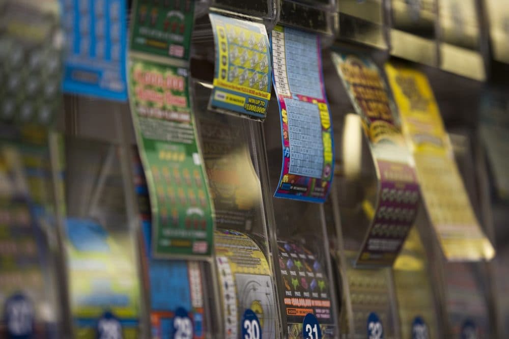 Lottery tickets at a convenience store in Boston. (Jesse Costa/WBUR)
