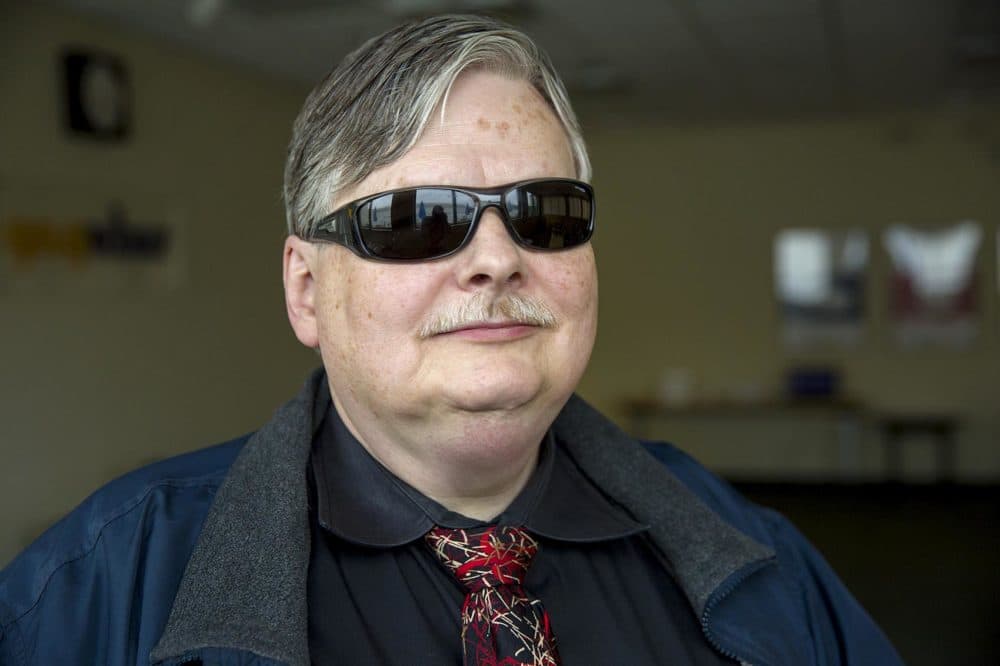 Brian Charlson, of the Carroll Center for the Blind, at WBUR. (Robin Lubbock/WBUR)