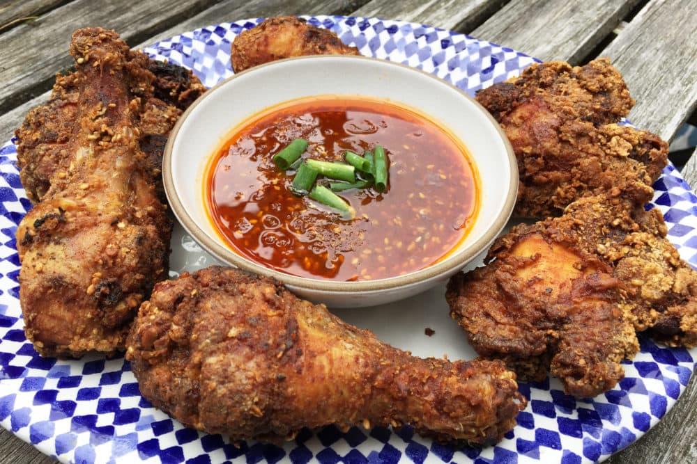 Korean-style double-fried chicken. (Kathy Gunst for Here &amp; Now)