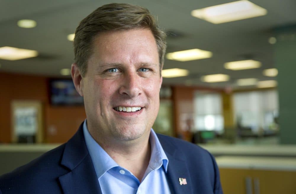 Republican Senate nominee Geoff Diehl at WBUR (Robin Lubbock/WBUR)