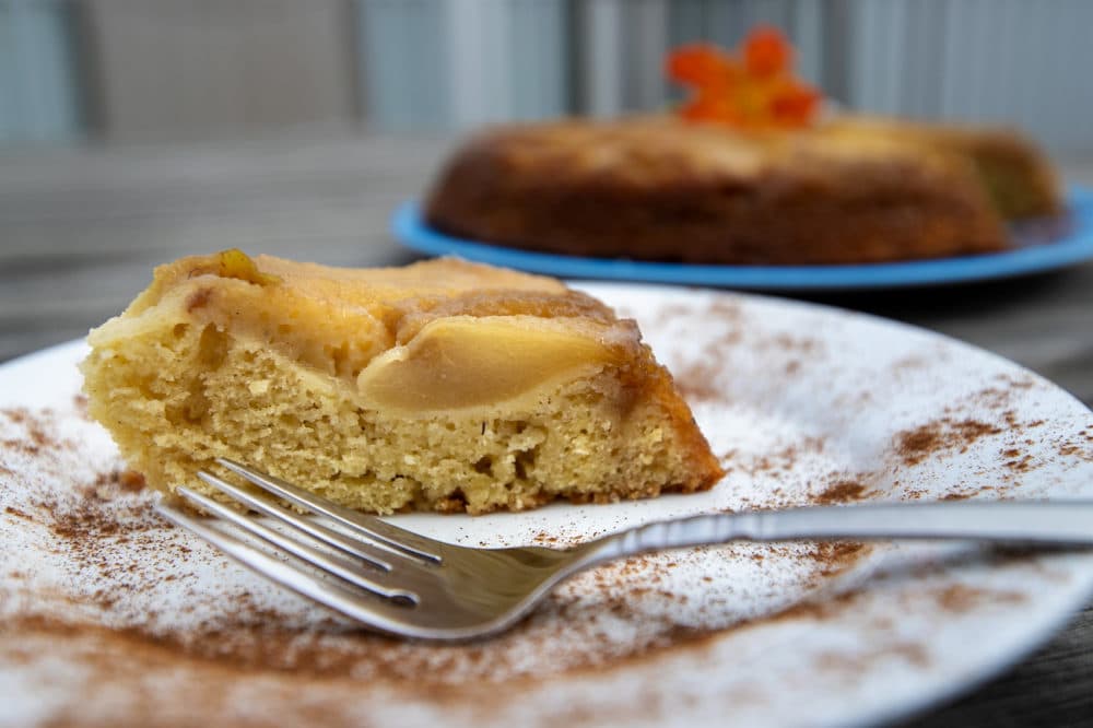 Pear upside-down cake. (Jesse Costa/WBUR)