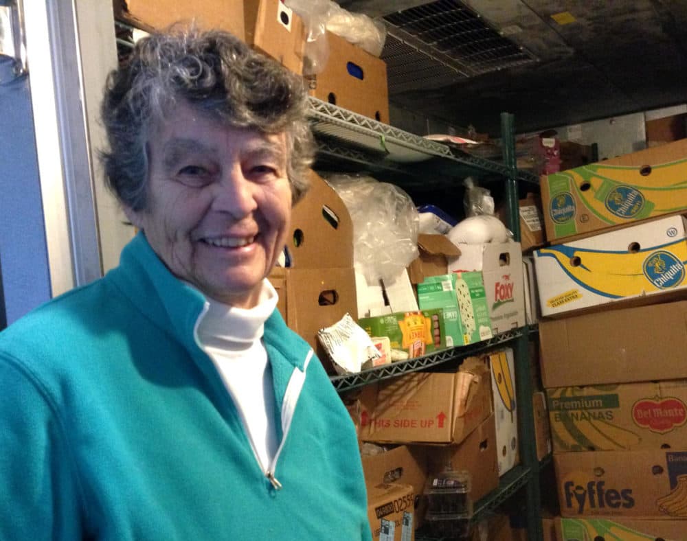 Mary Wheat launched and manages the South Congregational Church food pantry. The pantry has grown so much the church bought a walk-in cooler and freezer. (Nancy Eve Cohen/NEPR)