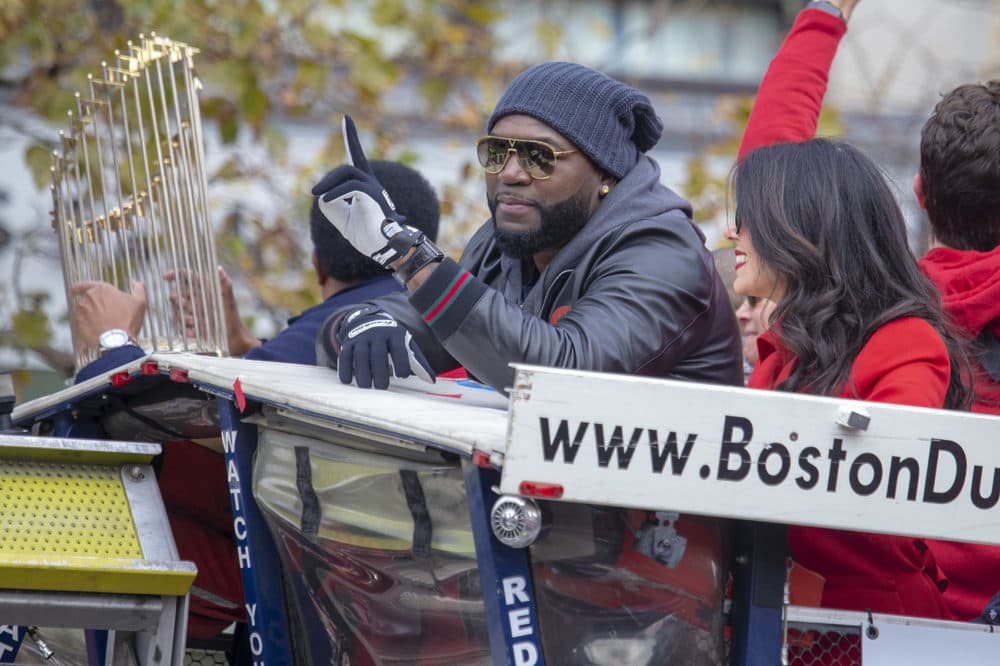 No Red Sox rolling rally would be complete without Big Papi, David Ortiz. (Jesse Costa/WBUR)