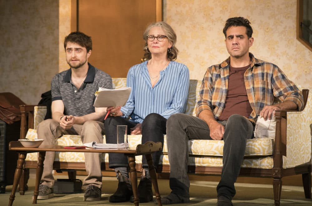 Daniel Radcliffe, Cherry Jones and Bobby Cannavale in "The Lifespan of a Fact." (Courtesy of Peter Cunningham)