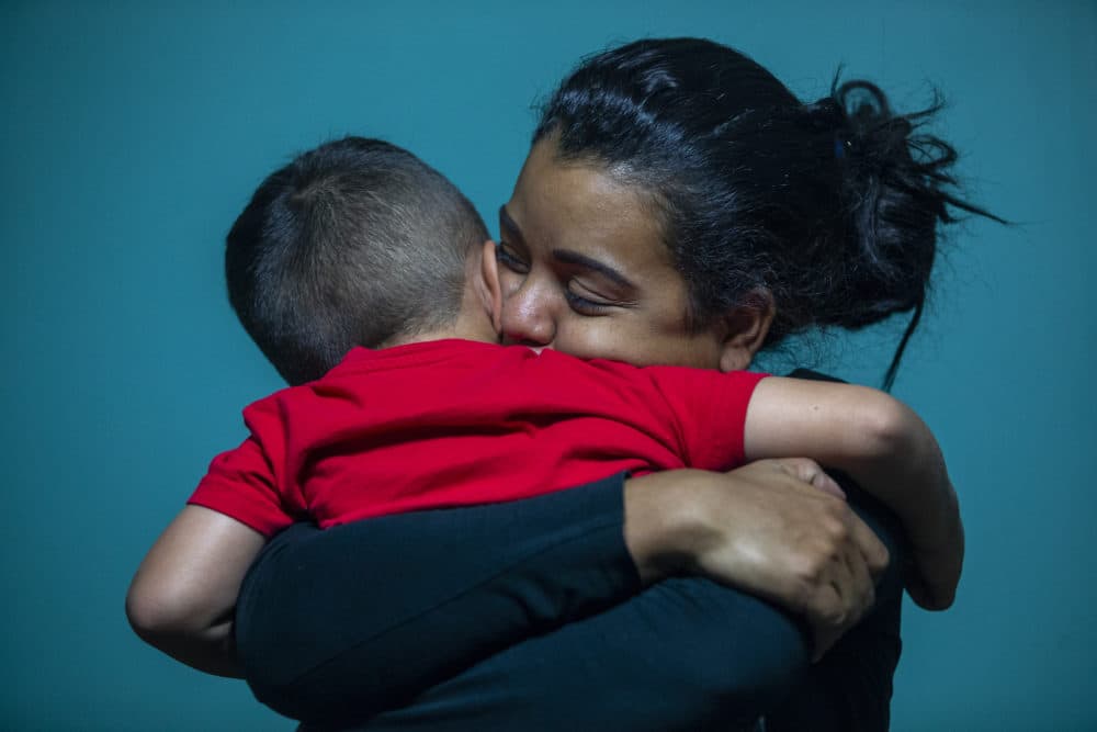 In this July 26, 2018 photo, Evelyn Zepeda cares for a four-year-old boy at her home in Austin, Texas. The boy's adoptive mother and Zepeda's biological mother, Josefina Ortiz Corrales, remains in an immigration detention center in south Texas, while Zepeda cares for her adopted son. (Stephen Spillman/AP)
