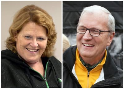 North Dakota Senate candidates: Democratic Sen. Heidi Heitkamp, left, during a campaign stop in Grand Forks, and her Republican challenger Kevin Cramer at a campaign stop in Fargo. (Bruce Crummy/AP)