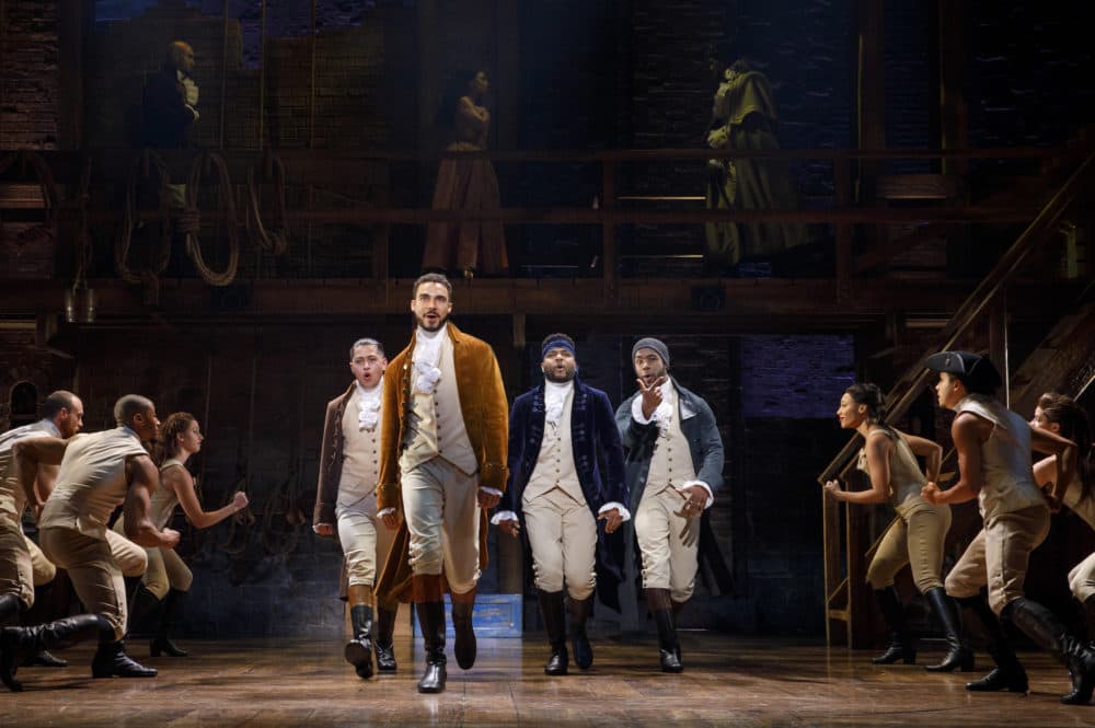 The cast of &quot;Hamilton&quot; at the Boston Opera House. (Courtesy Joan Marcus)