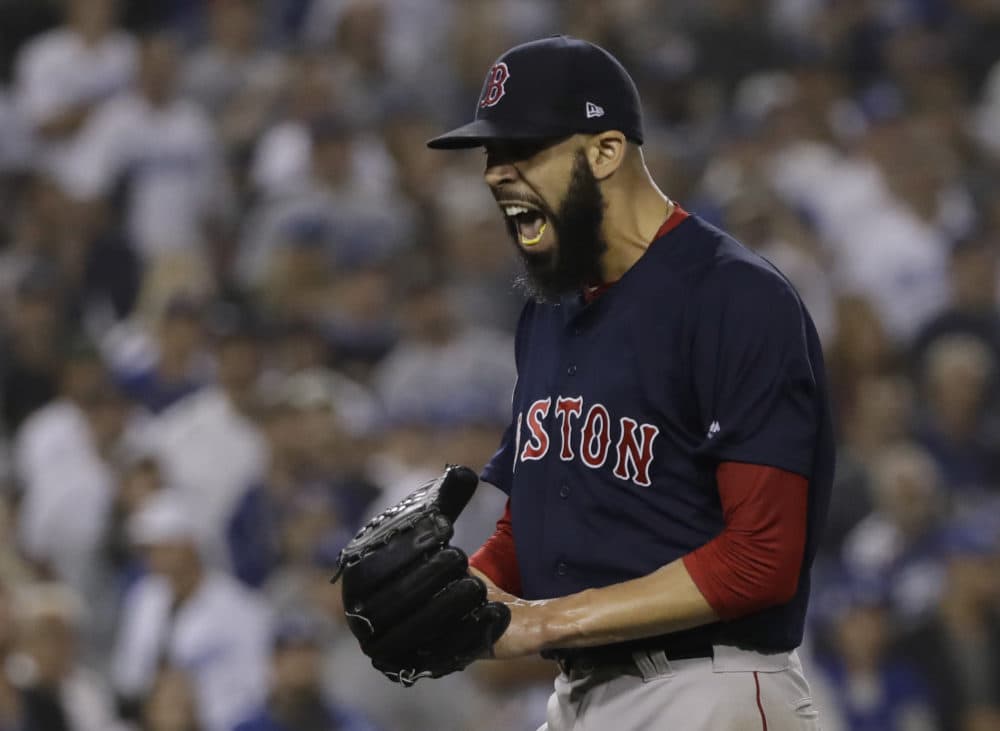 David Price reacts after the third inning in Game 5 of the World Series on Sunday. (AP/David J. Phillip)