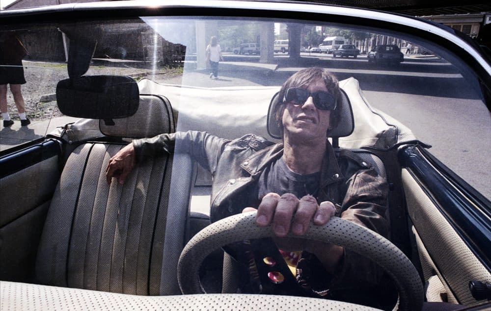 Iggy Pop in a borrowed Karmann Ghia in Central Square, Lynn. (Courtesy Julie Kramer)