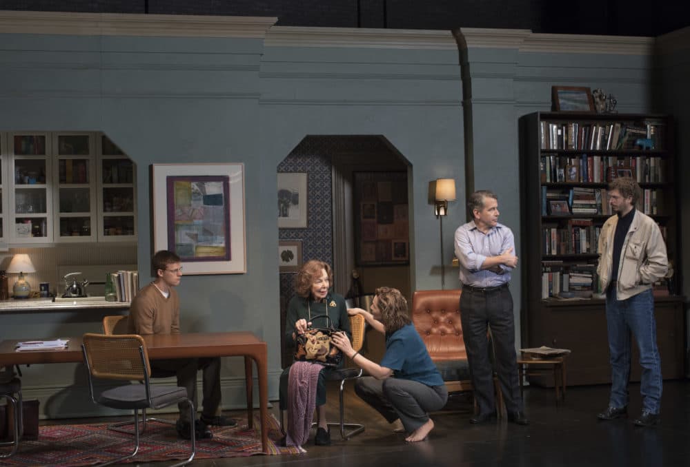 Michael Cera (far right) with co-stars (left to right) Lucas Hedges, Elaine May, Joan Allen and David Cromer in &quot;The Waverly Gallery.&quot; (Brigitte Lacombe/Courtesy of the production)