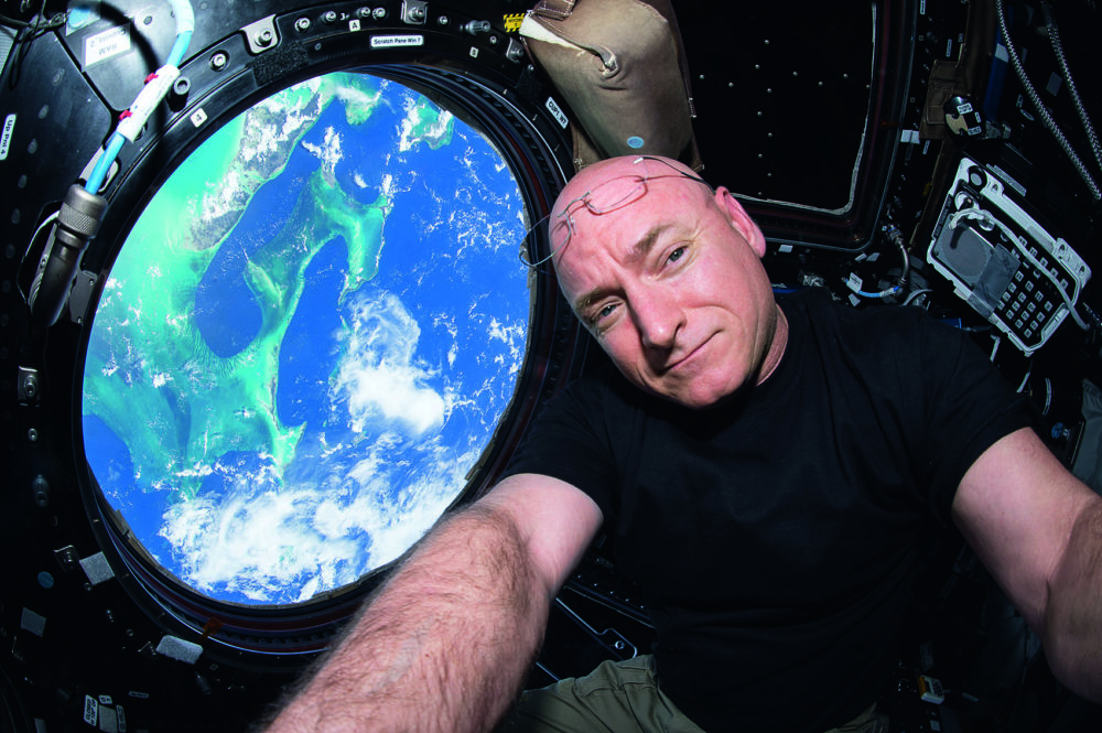 Scott Kelly, in a selfie taken overlooking the Bahamas. (Courtesy of NASA/Scott Kelly)