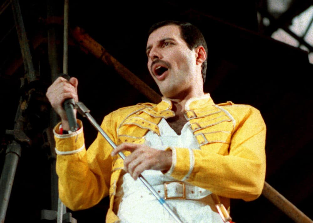Queen lead singer Freddie Mercury performs in Germany on July 20, 1986, about a decade after &quot;Bohemian Rhapsody&quot; was released. (Marco Arndt/AP)