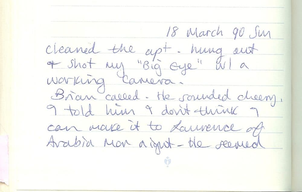 Stéphanie Rabinowitz's diary entry from Sunday, March 18, 1990. (Courtesy Stéphanie Rabinowitz)