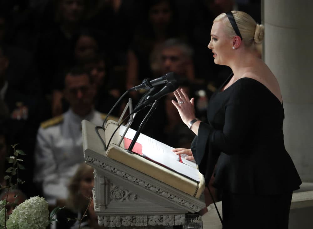 Meghan McCain speaks at a memorial service for her father, Sen. John McCain, R-Ariz., at Washington National Cathedral in Washington, Saturday, Sept. 1, 2018. McCain died Aug. 25, from brain cancer at age 81. (Pablo Martinez Monsivais/AP)