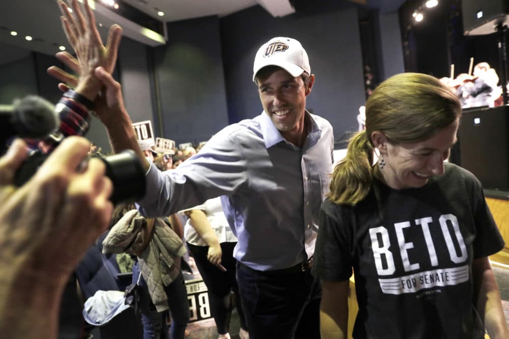 U.S. Rep. Beto O'Rourke, D-El Paso, the 2018 Democratic candidate for U.S. Senate in Texas, with his wife Amy, right, arrives for a campaign rally, Monday, Nov. 5, 2018, in El Paso, Texas. (Eric Gay/AP)