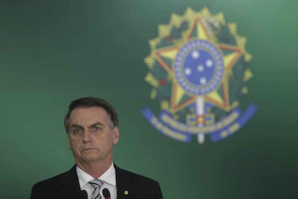 Brazil's President-elect Jair Bolsonaro on Wednesday, Nov. 7 (Eraldo Peres/AP)