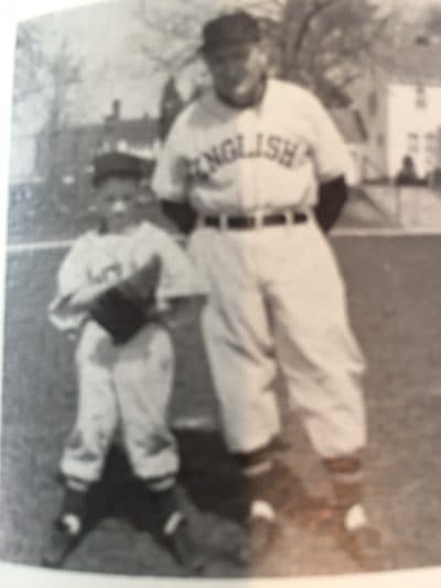 Paul Stewart and his father, Bill Stewart Jr., on the baseball field in the late 1950s. (Courtesy Paul Stewart) 