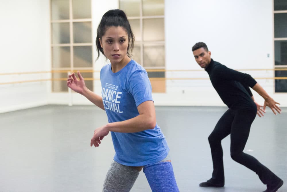 Lia Cirio leads rehearsals on her new piece of choreography “Sta(i)r(e)s” (Courtesy Brooke Trisolini and Boston Ballet)