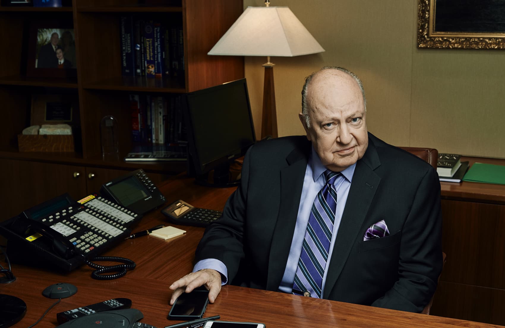 Roger Ailes poses in his office, 2015, in &quot;Divide and Conquer: The Story of Roger Ailes,&quot; a Magnolia Pictures release. (Wesley Mann. Photo courtesy of Magnolia Pictures)