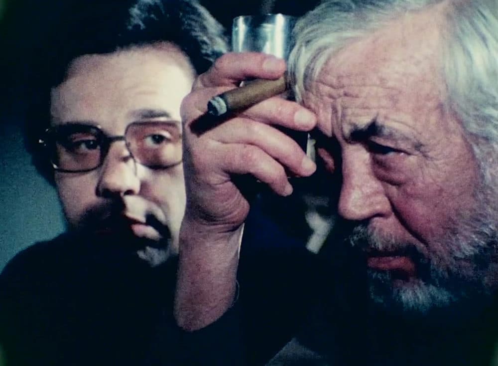 Peter Bogdanovich and John Huston in Orson Wells' "The Other Side Of The Wind." (Courtesy Netflix)
