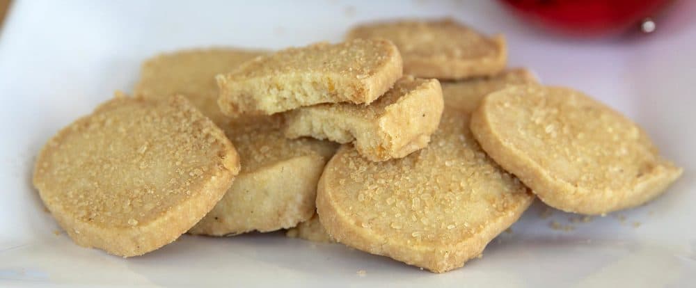 Chef Kathy Gunst's orange-ginger shortbread. (Robin Lubbock/WBUR)