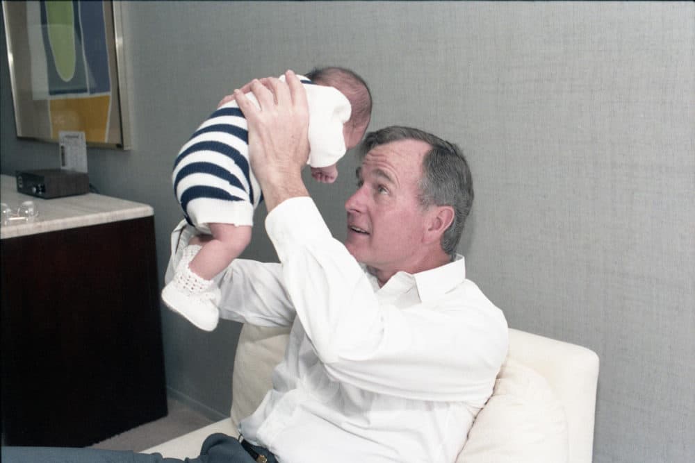 Vice President George H.W. Bush meets his grandson, Jeb Bush Jr., for the first time in Miami in January 1984. (Courtesy of David Valdez)