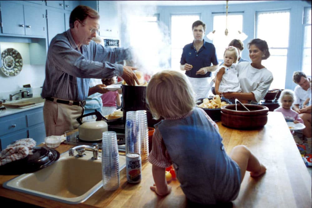 The Bush family gathers to eat homemade tamales at their vacation home in Kennebunkport, Maine. (Courtesy of David Valdez)