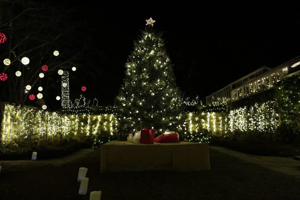 Winterlights display at the Stevens-Coolidge Place in North Andover. (Hadley Green for WBUR)