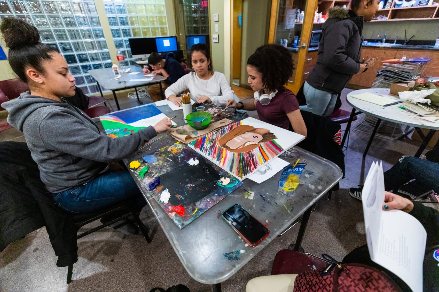 Aby Rivera-Ortiz sits with other teens at the Villa Victoria Center for the Arts. (Courtesy Robert Torres)