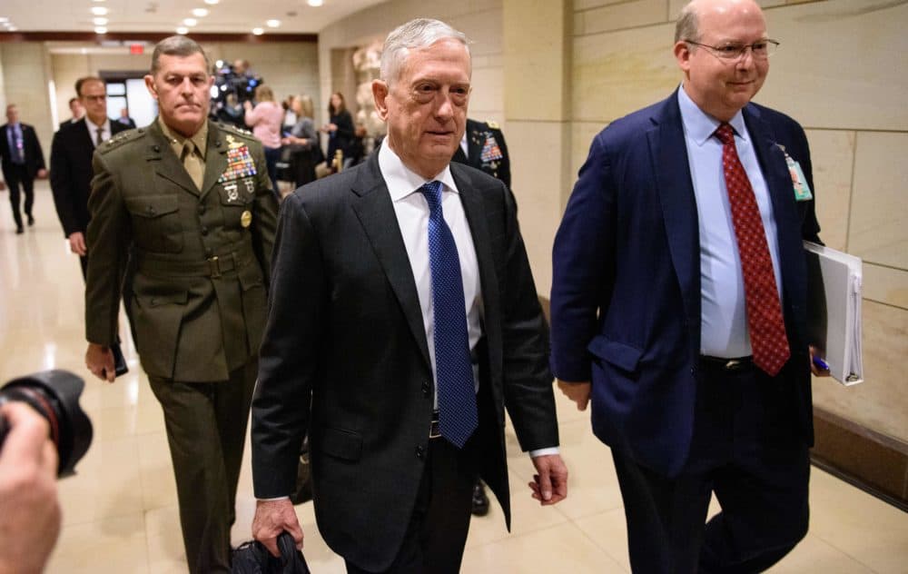 Defense Secretary Jim Mattis arrives to brief House members on Yemen, Saudi Arabia and the murder of Saudi critic Jamal Khashoggi at the Capitol in Washington, D.C., on Dec. 13, 2018. (Mandel Ngan/AFP/Getty Images)